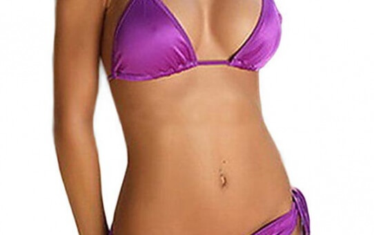Dviejų dalių violetinis maudymosi kostiumėlis
